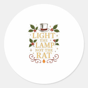 Sticker Rond Allumez la lampe pas le rat drôle de Noël à assort