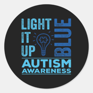 Sticker Rond Allumez La Sensibilisation sur l'autisme Bleue S