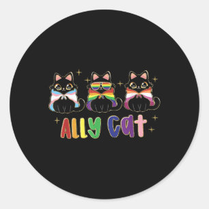 Sticker Rond Ally Cat Rainbow Lgbt Pride Gay pride Mois 2