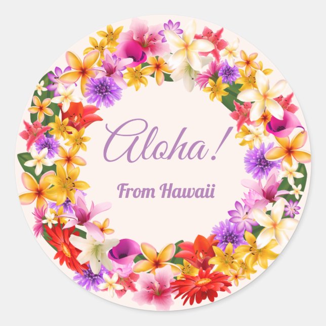 Sticker Rond Aloha ! De Hawaii (Devant)