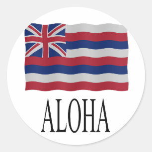 Sticker Rond Aloha + Flag hawaiian