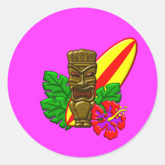 Sticker Rond Aloha Hawaii Surfer