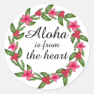 Sticker Rond Aloha hawaiian de l'autocollant du coeur