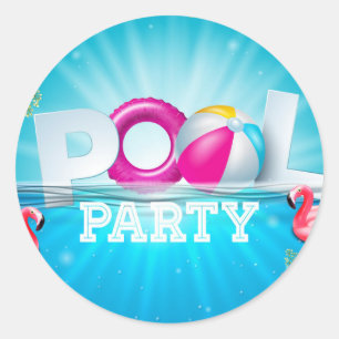 Sticker Rond Aloha Pool Party