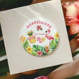 Sticker Rond Aloha Sweet One Hawaii luau fête d'anniversaire