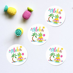 Sticker Rond Aloha Tropical Luau