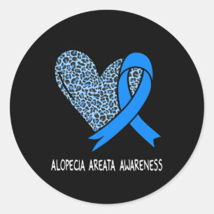 Sticker Rond Alopecia Areata Awareness Bleu Ruban