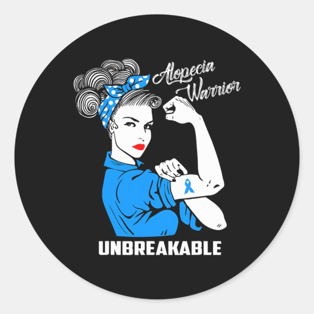 Sticker Rond Alopecia Guerrier Indestructible Alopécie Sensibil (Devant)