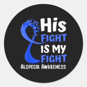 Sticker Rond Alopecia Sensibilisation Blue Ribbon Hope Family F