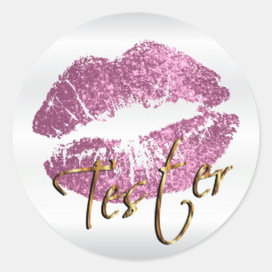 Sticker Rond Alors Parties scintillant rose lèvres 3 - Tester
