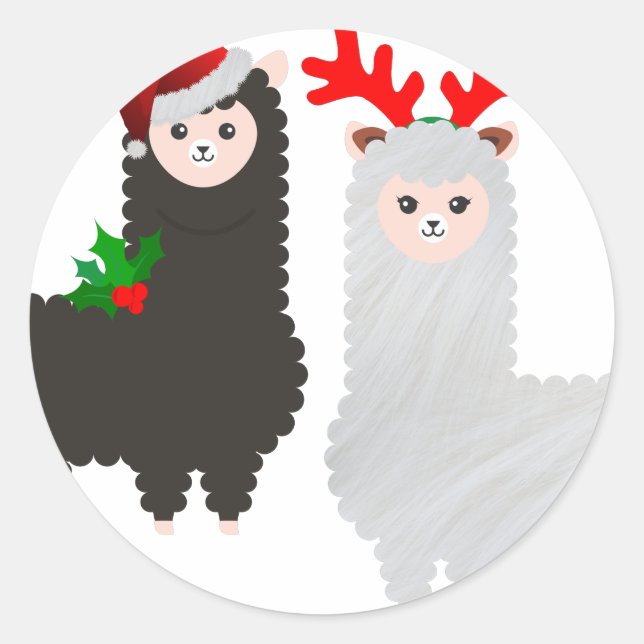 Sticker Rond alpacas de rennes de noël (Devant)