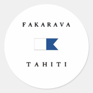Sticker Rond Alpha drapeau de piqué de Fakarava Tahiti