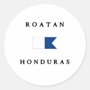 Sticker Rond Alpha drapeau de piqué de Roatan Honduras