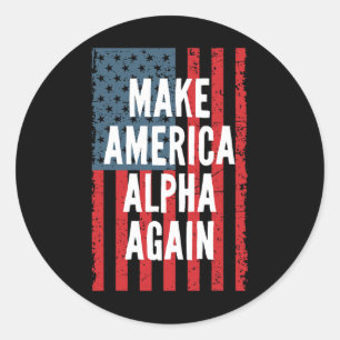 Sticker Rond Alpha Rendre L'Amérique 4 Juillet Indépendante