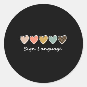 Sticker Rond Alphabet Asl Américain Professeur Asl Langue Des S
