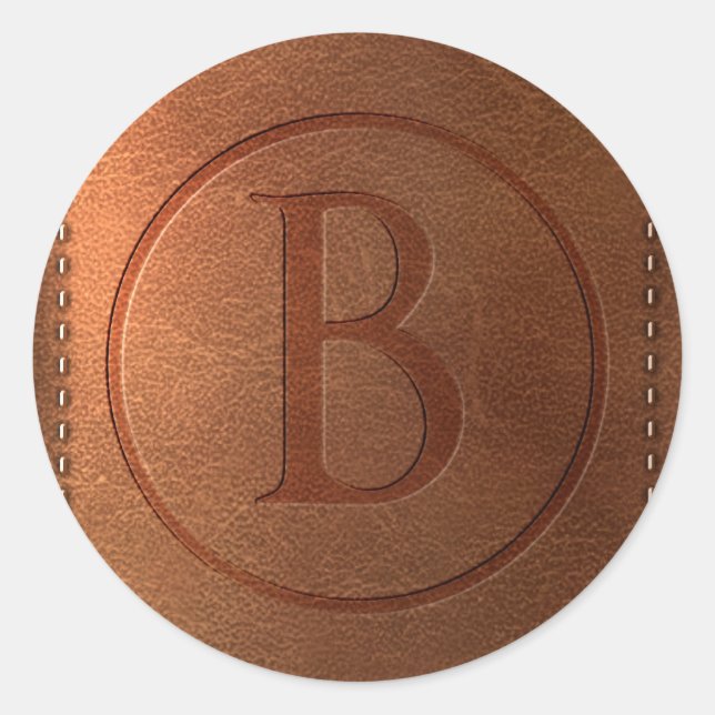 Sticker Rond alphabet cuir lettre B (Devant)