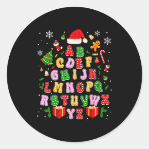 Sticker Rond Alphabet de Noël pour Enseignant Retour à l'école