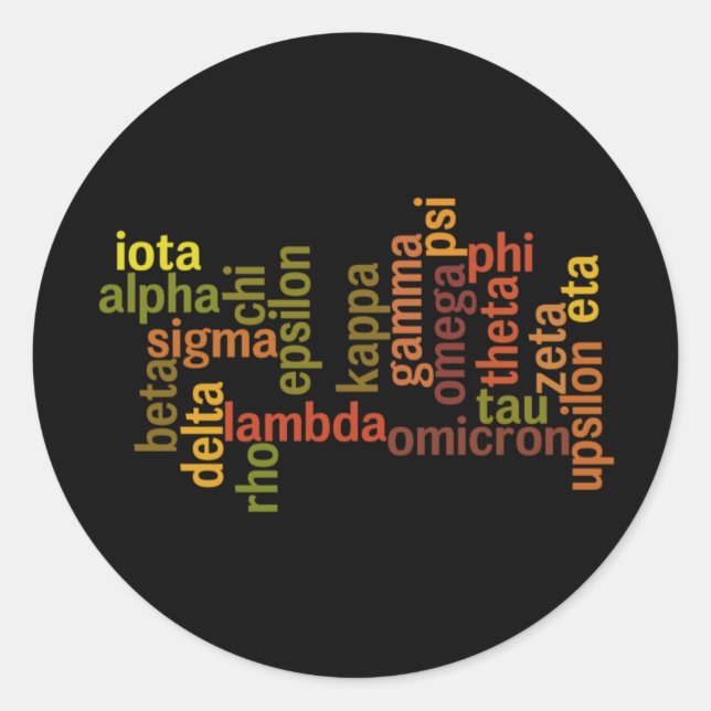Sticker Rond Alphabet grec (Nuage de mots) (Devant)