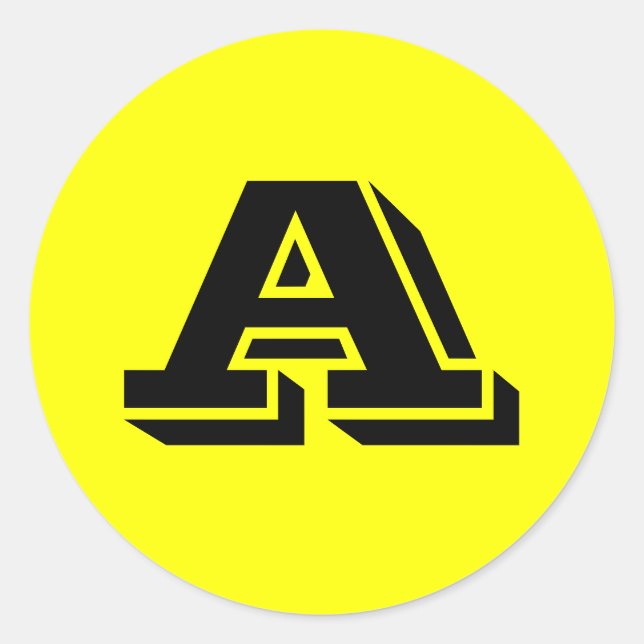 Sticker Rond Alphabet par Janz Lettre majuscule A Jaune (Devant)