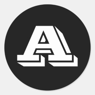 Sticker Rond Alphabet par Janz Lettre majuscule A Noir
