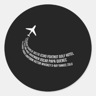 Sticker Rond Alphabet phonétique Avion pilote