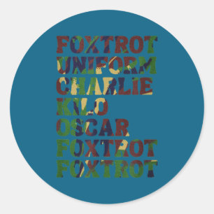 Sticker Rond Alphabet phonétique Nato drôle poux de l'armée Ta