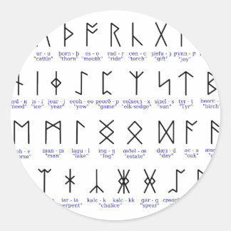 Sticker Rond Alphabet runique