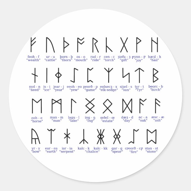 Sticker Rond Alphabet runique (Devant)