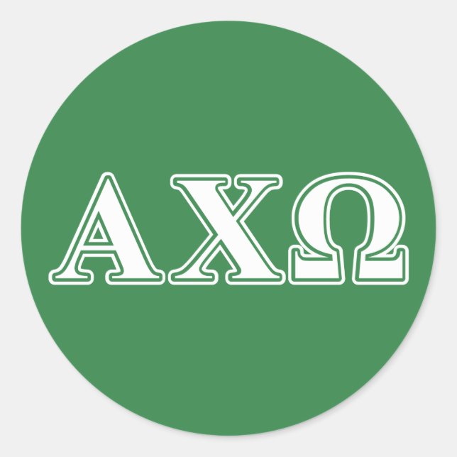 Sticker Rond Alphi Chi Omega lettres blanche et verte (Devant)