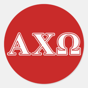 Sticker Rond Alphi Chi Omega Lettres Blanches et Rouges