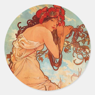 Sticker Rond Alphons Mucha été