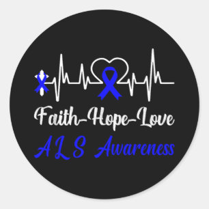 Sticker Rond Als Sensibilisation Heartbeat Christian Cross Fait