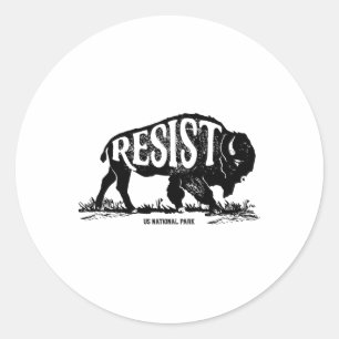 Sticker Rond Alt Us National Park Résiste Service T Shirt Bison