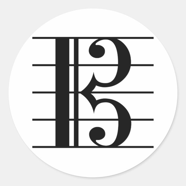 Sticker Rond Alto Clef sur le personnel (Devant)