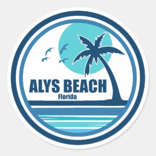 Sticker Rond Alys Beach Fort Walton Palm Tree Birds