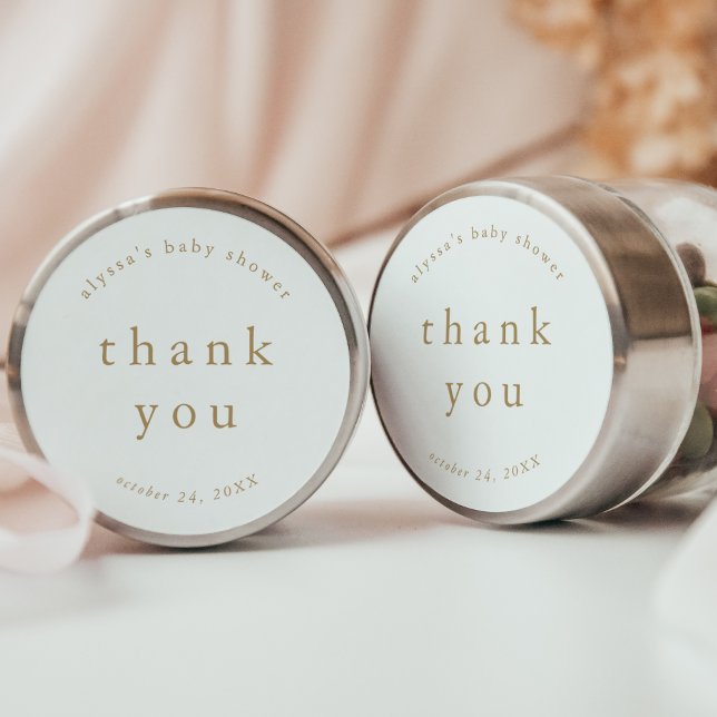 Sticker Rond ALYSSA Gold Unique Baby shower simple Merci (ALYSSA Gold Unique Simple Baby Shower Thank You Classic Round Sticker)