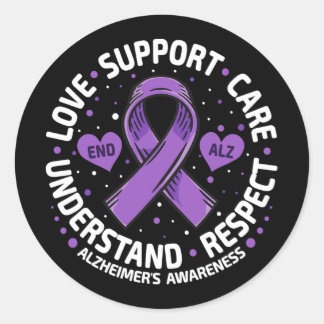Sticker Rond Alzheimer ' ; s Sensibilisation Fin Alz Love Su