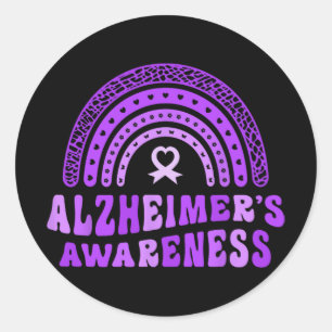 Sticker Rond Alzheimer et #39 ; s Sensibilisation mignon pourpr