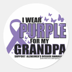 Sticker Rond Alzheimers : Pourpre pour le GRAND-PAPA