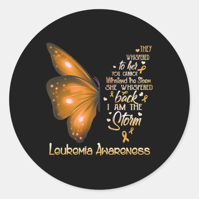 Sticker Rond Am Le Papillon de sensibilisation à la leucémie (Devant)