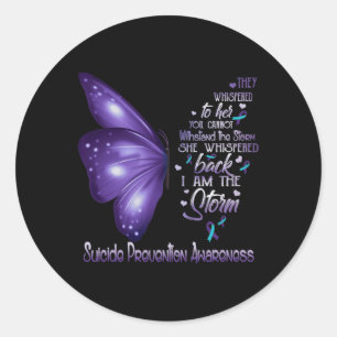 Sticker Rond Am The Storm Suicide Prévention Butterfl