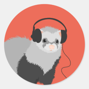 Sticker Rond Amant Musique Drôle Ferret
