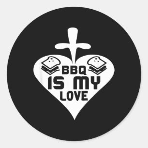 Sticker Rond Amateur de barbecue Sandwich Amour BBQ