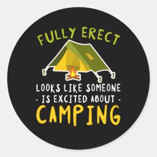 Sticker Rond Amateur De Camping De Tentes Excitée Entièrement É