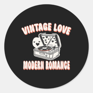 Sticker Rond Amateur de disque vinyle Saint-Valentin Amour vint