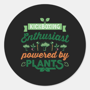 Sticker Rond Amateur de kickboxing alimenté par les plantes Cad