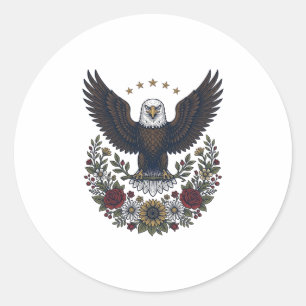 Sticker Rond Amateur de vin rouge et bleu patriotique