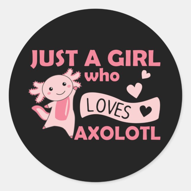 Sticker Rond Amateurs Axolotl Animaux Douces Pour Filles Classi (Devant)