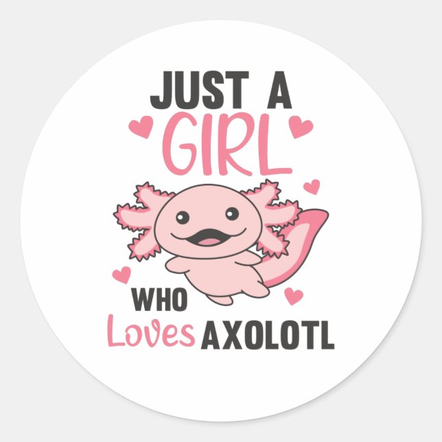 Sticker Rond Amateurs Axolotl Animaux Douces Pour Filles Roses (Devant)