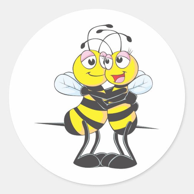 Sticker Rond Amateurs D'Abeilles Personnalisés Se Serrant Les U (Devant)